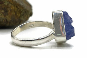 Raw Tanzanite Ring, Size 6, Sterling Silver, Rough Gemstone, Psychic Power - GemzAustralia 