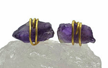 Load image into Gallery viewer, Raw Amethyst Studs, 14K Gold Electroplated, Sterling Silver, February Birthstone - GemzAustralia 