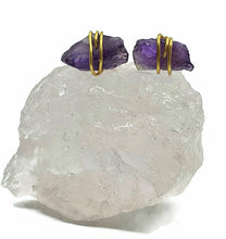 Load image into Gallery viewer, Raw Amethyst Studs, 14K Gold Electroplated, Sterling Silver, February Birthstone - GemzAustralia 