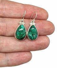 Load image into Gallery viewer, Chrysocolla Malachite Earrings, Sterling Silver, Pear Shaped, Serenity Stone - GemzAustralia 