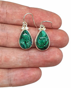 Chrysocolla Malachite Earrings, Sterling Silver, Pear Shaped, Serenity Stone - GemzAustralia 