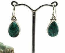 Load image into Gallery viewer, Chrysocolla Malachite Earrings, Sterling Silver, Pear Shaped, Serenity Stone - GemzAustralia 