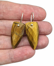 Load image into Gallery viewer, Tiger&#39;s Eye Earrings, Arrowhead Design, Sterling Silver, Checkerboard Facet - GemzAustralia 