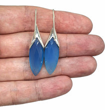 Load image into Gallery viewer, Blue Chalcedony Earrings, Sterling Silver, Leaf Shaped - GemzAustralia 