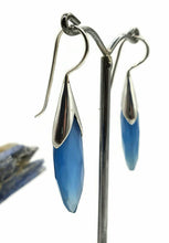 Load image into Gallery viewer, Blue Chalcedony Earrings, Sterling Silver, Leaf Shaped - GemzAustralia 