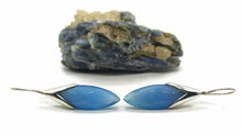 Load image into Gallery viewer, Blue Chalcedony Earrings, Sterling Silver, Leaf Shaped - GemzAustralia 