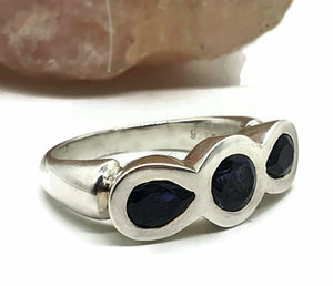 Iolite Ring, Size 7.5, Sterling Silver, Water Sapphire, Blue Violet Gemstone - GemzAustralia 