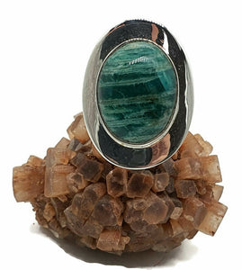 Amazonite Ring, Size 7.5, Sterling Silver, Oval Shaped, Bezel Setting - GemzAustralia 