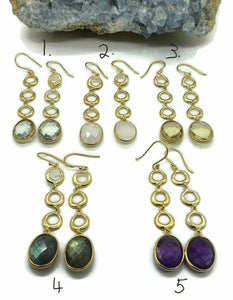 Gemstone Earrings, Sterling Silver, 14K gold Electroplated, Choose your Gemstone - GemzAustralia 