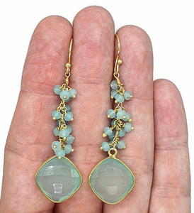 Dangly Gemstone Earrings, Sterling Silver, 14K gold Electroplated, Variety of Gemstone - GemzAustralia 