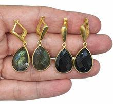 Load image into Gallery viewer, Gorgeous Gemstone Earrings, Pear Shaped, Sterling Silver, Gold Plated - GemzAustralia 
