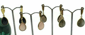 Gorgeous Gemstone Earrings, Pear Shaped, Sterling Silver, Gold Plated - GemzAustralia 