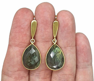 Gorgeous Gemstone Earrings, Pear Shaped, Sterling Silver, Gold Plated - GemzAustralia 