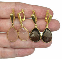 Load image into Gallery viewer, Gorgeous Gemstone Earrings, Pear Shaped, Sterling Silver, Gold Plated - GemzAustralia 