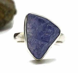 Raw Tanzanite Ring, Size 6, Sterling Silver, Rough Gemstone, Psychic Power - GemzAustralia 