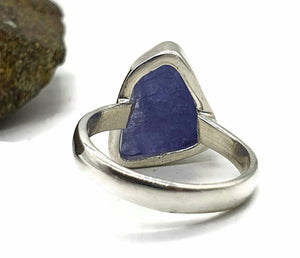 Raw Tanzanite Ring, Size 6, Sterling Silver, Rough Gemstone, Psychic Power - GemzAustralia 