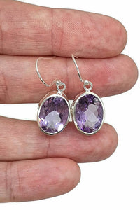 Gemstone Earrings, Oval Shape, Sterling Silver, Bezel Set, Filigree Design - GemzAustralia 