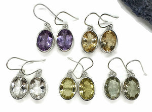 Gemstone Earrings, Oval Shape, Sterling Silver, Bezel Set, Filigree Design - GemzAustralia 