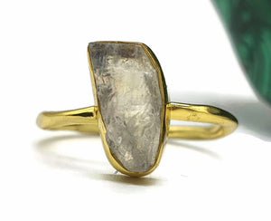 Raw Gemstone Ring, Sterling Silver, 14K gold Electroplated Rough Gemstone - GemzAustralia 