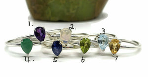 Genuine Gemstone Stacker ring, Sterling Silver, Pear Shaped - GemzAustralia 