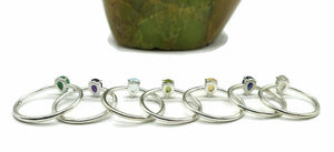 Genuine Gemstone Stacker ring, Sterling Silver, Pear Shaped - GemzAustralia 