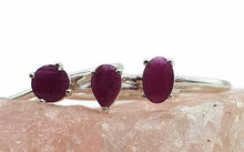 Load image into Gallery viewer, Ruby Ring, Sterling Silver, Oval, Round &amp; Pear Shape, July Birthstone, Stacker - GemzAustralia 