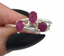 Load image into Gallery viewer, Ruby Ring, Sterling Silver, Oval, Round &amp; Pear Shape, July Birthstone, Stacker - GemzAustralia 