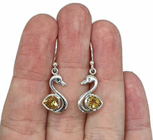 Load image into Gallery viewer, Citrine Earrings, Swan Earrings, Sterling Silver, November Birthstone, Stone of Happiness) - GemzAustralia 