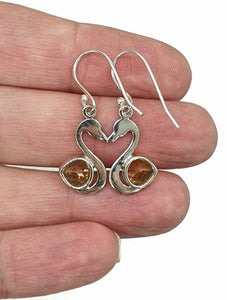 Citrine Earrings, Swan Earrings, Sterling Silver, November Birthstone, Stone of Happiness) - GemzAustralia 