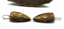 Load image into Gallery viewer, Tiger&#39;s Eye Earrings, Arrowhead Design, Sterling Silver, Checkerboard Facet - GemzAustralia 