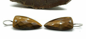 Tiger's Eye Earrings, Arrowhead Design, Sterling Silver, Checkerboard Facet - GemzAustralia 