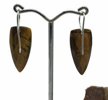 Load image into Gallery viewer, Tiger&#39;s Eye Earrings, Arrowhead Design, Sterling Silver, Checkerboard Facet - GemzAustralia 