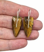 Load image into Gallery viewer, Tiger&#39;s Eye Earrings, Arrowhead Design, Sterling Silver, Checkerboard Facet - GemzAustralia 