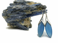 Load image into Gallery viewer, Blue Chalcedony Earrings, Sterling Silver, Leaf Shaped - GemzAustralia 