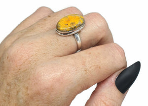 Bumblebee ring, Size 8, Sterling Silver, Oval Shape, Eclipse Jasper, Fumarole Jasper - GemzAustralia 