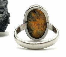 Load image into Gallery viewer, Bumblebee ring, Size 8, Sterling Silver, Oval Shape, Eclipse Jasper, Fumarole Jasper - GemzAustralia 