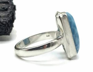 Larimar Ring, Size 8.25, Dolphin Stone, Sterling Silver, Stone of Atlantis, Spiritual - GemzAustralia 