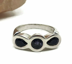 Iolite Ring, Size 7.5, Sterling Silver, Water Sapphire, Blue Violet Gemstone - GemzAustralia 