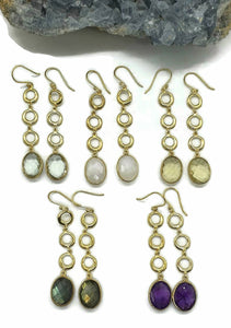 Gemstone Earrings, Sterling Silver, 14K gold Electroplated, Choose your Gemstone - GemzAustralia 