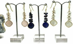 Dangly Gemstone Earrings, Sterling Silver, 14K gold Electroplated, Variety of Gemstone - GemzAustralia 