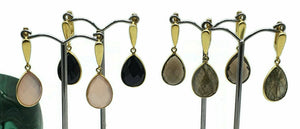 Gorgeous Gemstone Earrings, Pear Shaped, Sterling Silver, Gold Plated - GemzAustralia 
