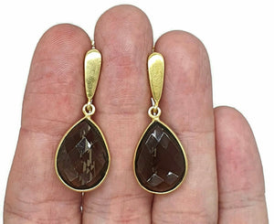 Gorgeous Gemstone Earrings, Pear Shaped, Sterling Silver, Gold Plated - GemzAustralia 