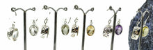 Load image into Gallery viewer, Gemstone Earrings, Oval Shape, Sterling Silver, Bezel Set, Filigree Design - GemzAustralia 