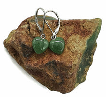 Load image into Gallery viewer, Canadian Jade Heart Earrings, Sterling Silver, Deep Green Jade Hearts - GemzAustralia 