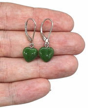 Load image into Gallery viewer, Canadian Jade Heart Earrings, Sterling Silver, Deep Green Jade Hearts - GemzAustralia 