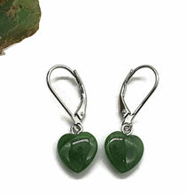 Load image into Gallery viewer, Canadian Jade Heart Earrings, Sterling Silver, Deep Green Jade Hearts - GemzAustralia 