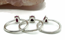 Load image into Gallery viewer, Ruby Ring, Sterling Silver, Oval, Round &amp; Pear Shape, July Birthstone, Stacker - GemzAustralia 