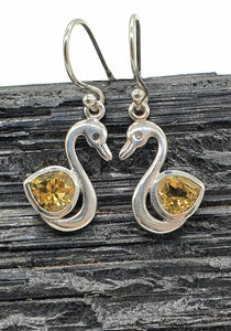 Citrine Earrings, Swan Earrings, Sterling Silver, November Birthstone, Stone of Happiness) - GemzAustralia 