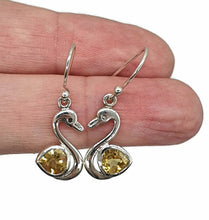 Load image into Gallery viewer, Citrine Earrings, Swan Earrings, Sterling Silver, November Birthstone, Stone of Happiness) - GemzAustralia 