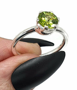 Peridot Ring, 3 Sizes, Sterling Silver, August Birthstone, Solitaire Ring - GemzAustralia 